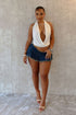 Margot Low Rise Pleated Denim Micro Skirt